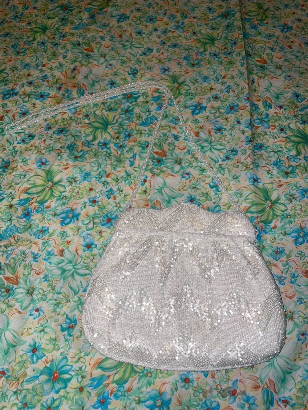 Fancy beaded white purse